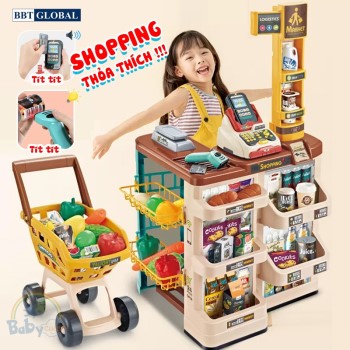Đồ chơi quầy siêu thị có xe đẩy cho bé 668-78