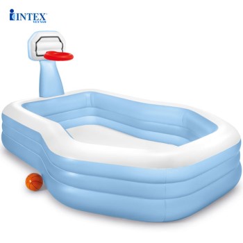 Bể bơi phao 3 tầng 2m57 có cột bóng rổ INTEX 57183 Bể bơi phao 3 tầng 2m57 có cột bóng rổ INTEX 57183