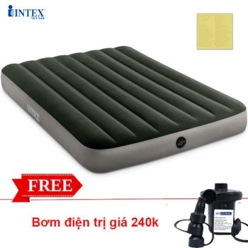 Đệm hơi đôi 1m52 công nghệ mới màu xanh rêu INTEX 64109 Đệm hơi đôi 1m52 công nghệ mới màu xanh rêu INTEX 64109