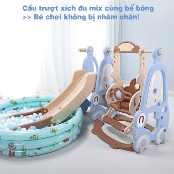 Cầu trượt xích đu ô tô máng dài cho bé BBT Global BSL332 Cầu trượt xích đu ô tô máng dài cho bé BBT Global BSL332