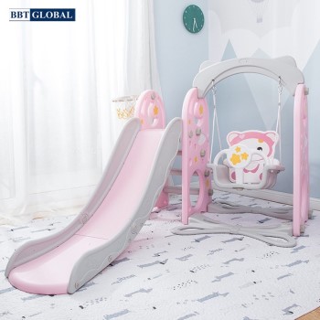 Cầu trượt xích đu Hello kitty máng dài 4 trong 1 cho bé BSL331 Cầu trượt xích đu Hello kitty máng dài 4 trong 1 cho bé BSL331